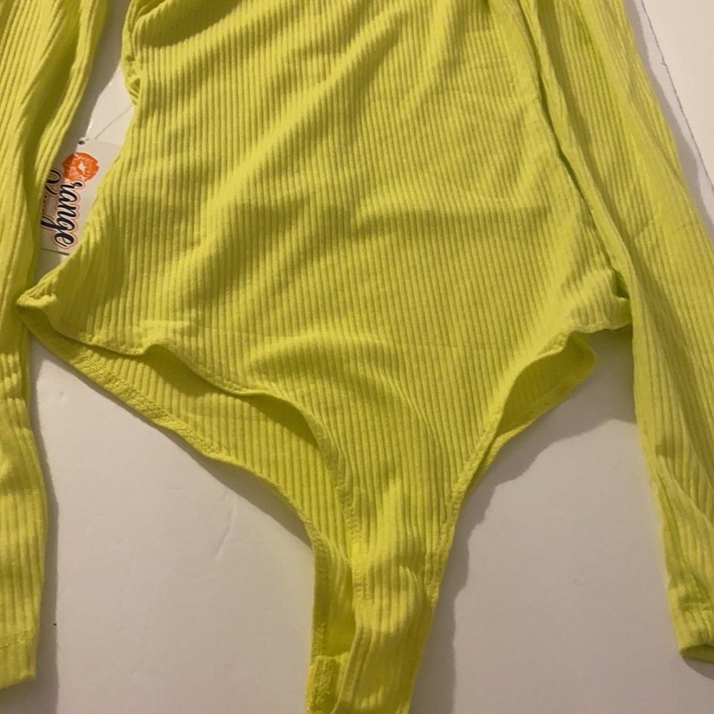 Neon yellow long sleeve sexy body suit. Size small. New with tags - Picture 10 of 10